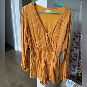 Women's Mustard Long Sleeve and Short Romper